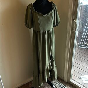 Elegant Olive Green Maxi Dress